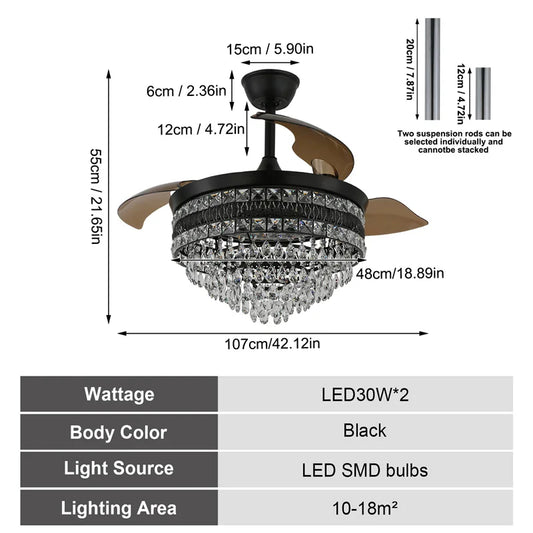 GreeLustr Modern Intelligent Ceiling Fan Light With App Remote