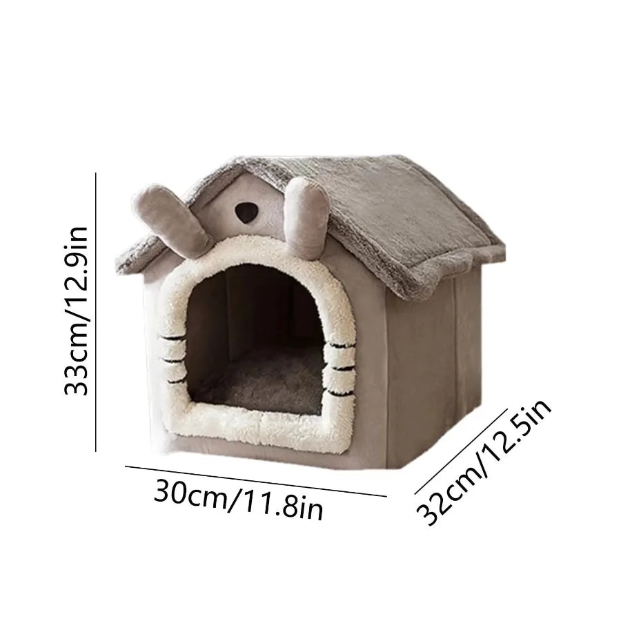 Cat Bed Cave Foldable Dog House Kennel Bed Mat for Small Medium Dogs Cats Winter Warm Chihuahua Cats Den Pet Products Basket Pu