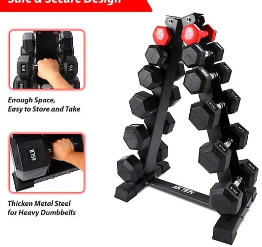 Six-Tier Dumbbell Rack Stand 660 Lb Capacity Steel