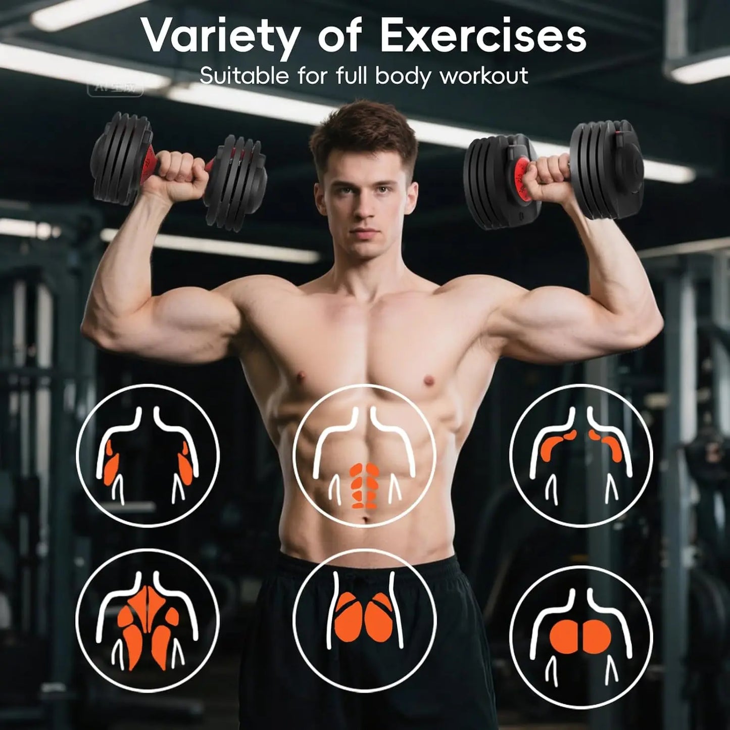 Adjustable Dumbbell Set With Quick Weight Change For Home Gym