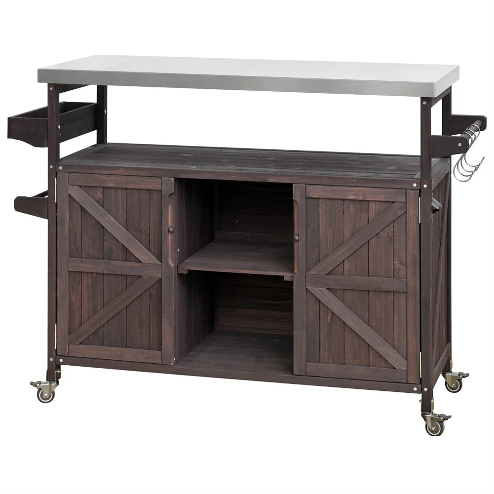 TWISTER.CK Portable Outdoor Bar Table With Storage And Wheels