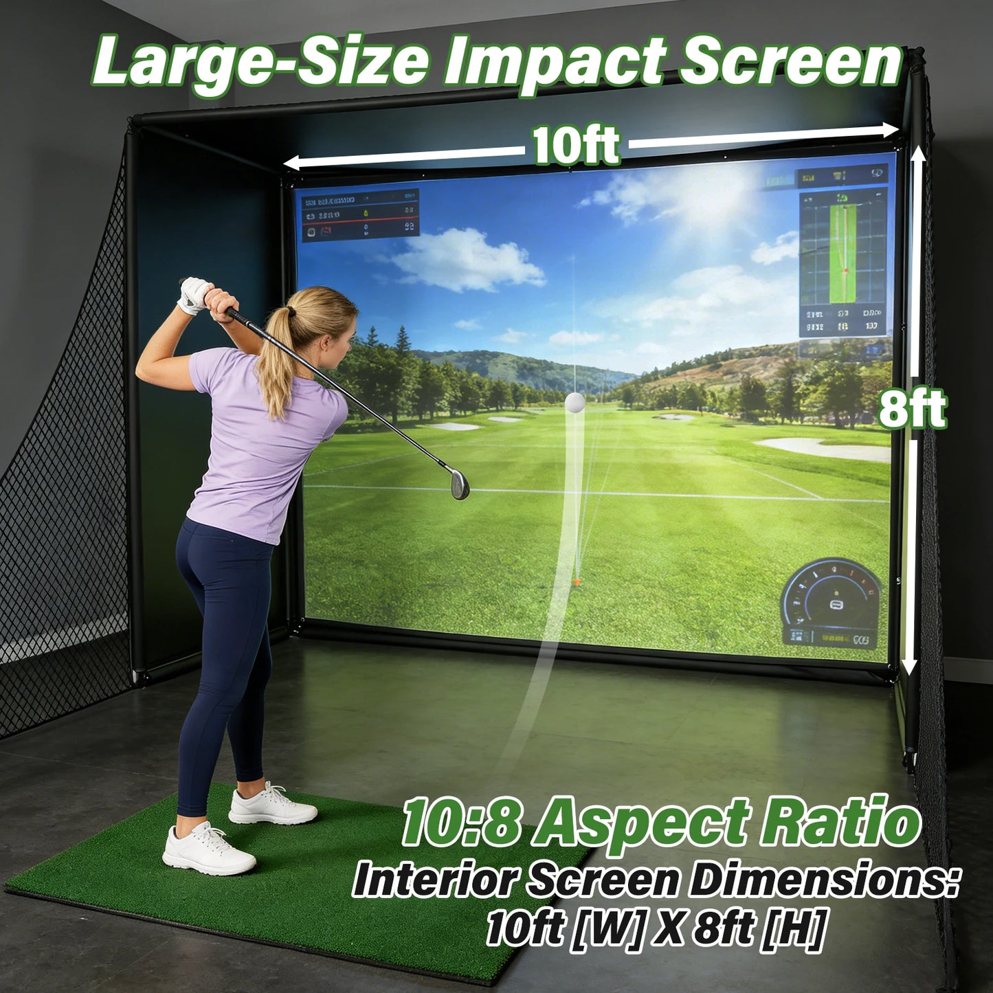 Golf Simulator Net With HD Screen And Heavy Duty Frame