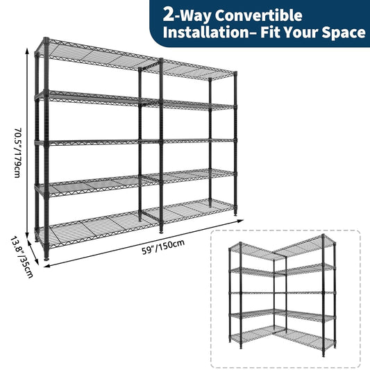 TWISTER.CK Heavy Duty 5 Tier Metal Shelving Unit Kitchen Garage