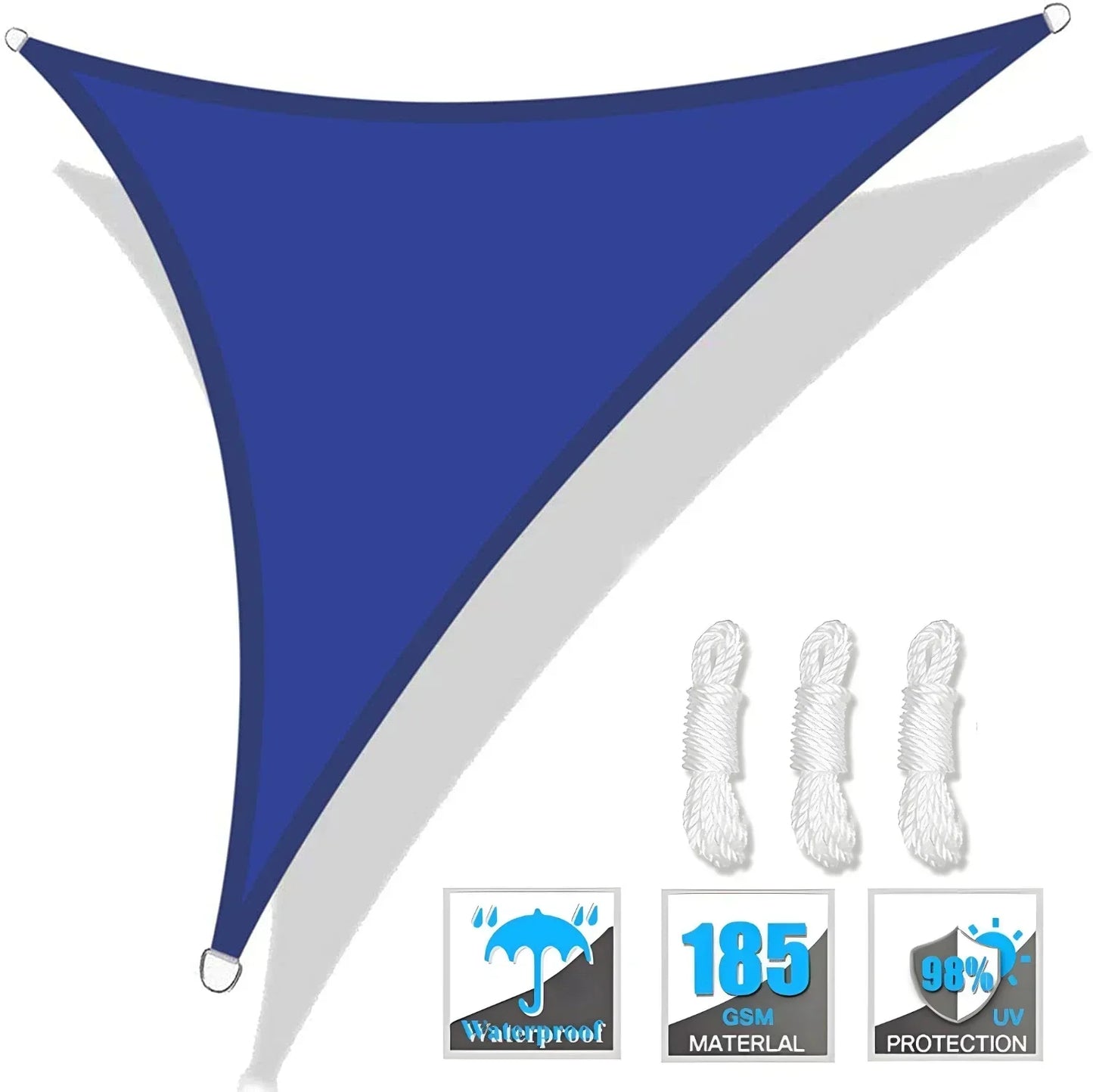 Triangle Sun Shade Sail Canopy UV Block For Outdoor Patio Garden With Free Rope