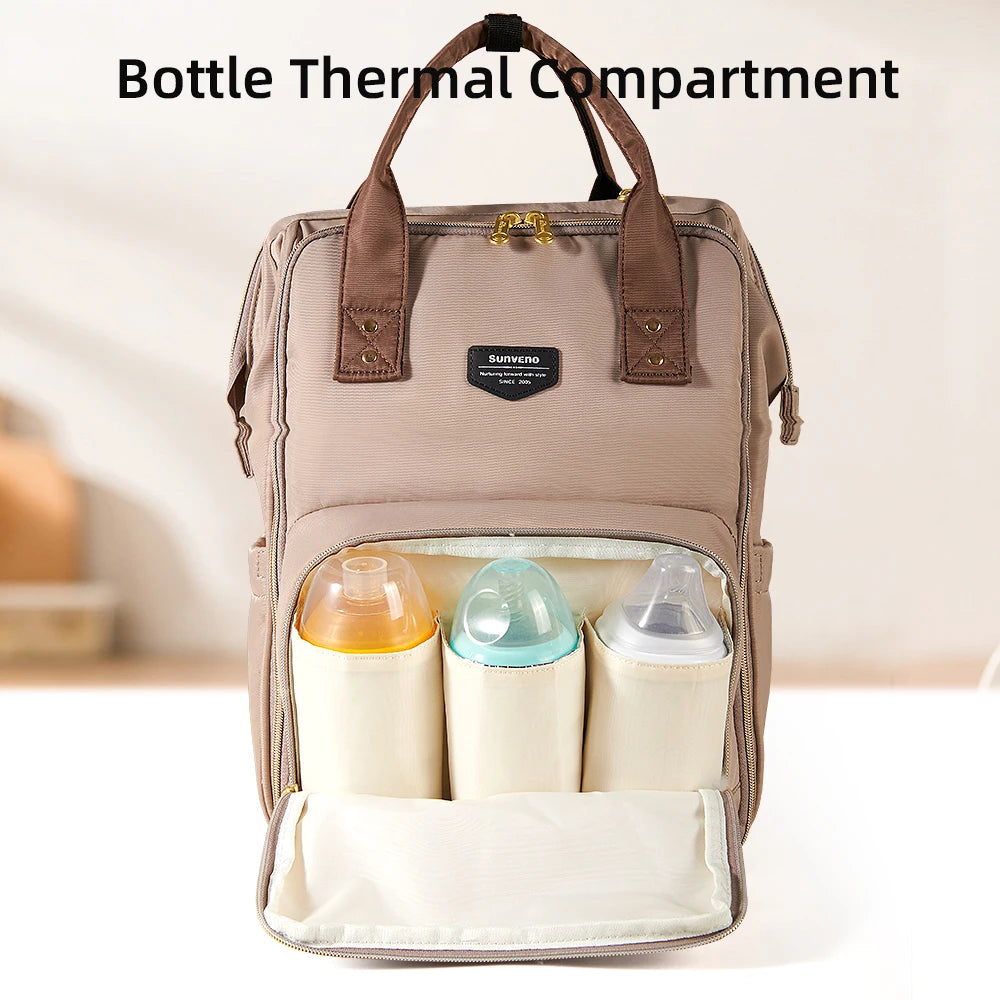 Sunveno Diaper Backpack Waterproof Travel Baby Bag with Multiple Compartments