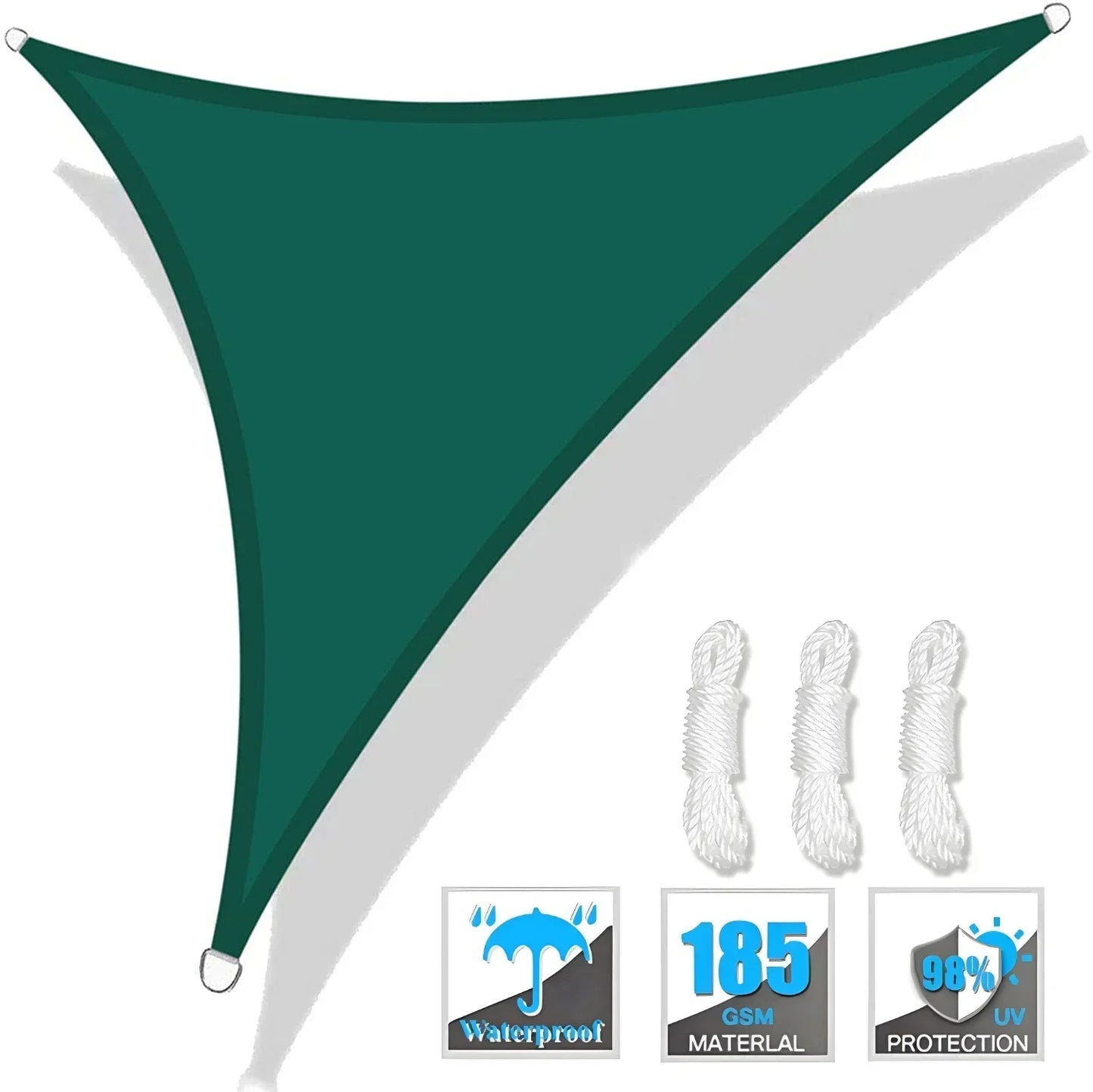 Triangle Sun Shade Sail Canopy UV Block For Outdoor Patio Garden With Free Rope