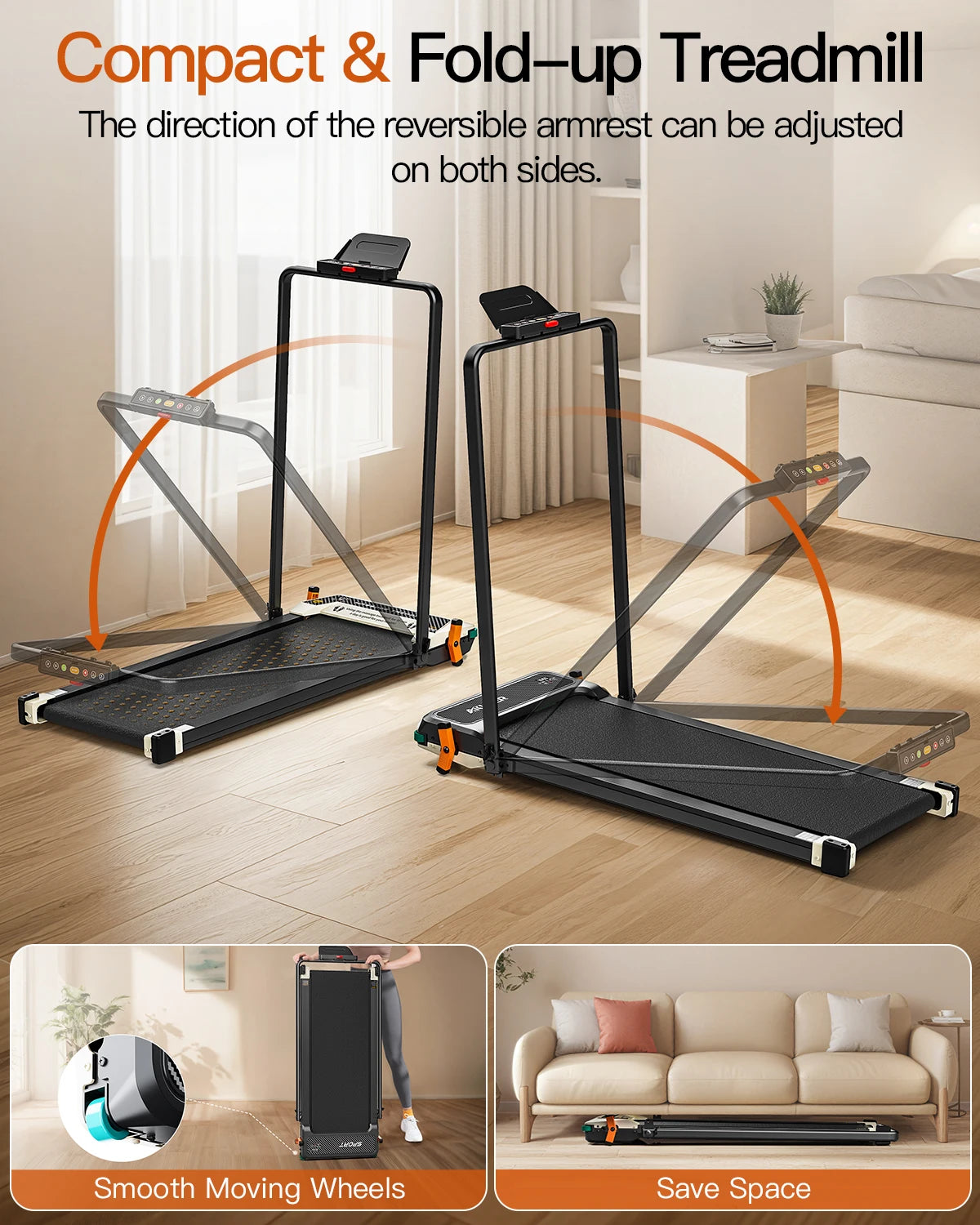 AKLUER Walking Pad Treadmill For Home 2.5HP LCD Display