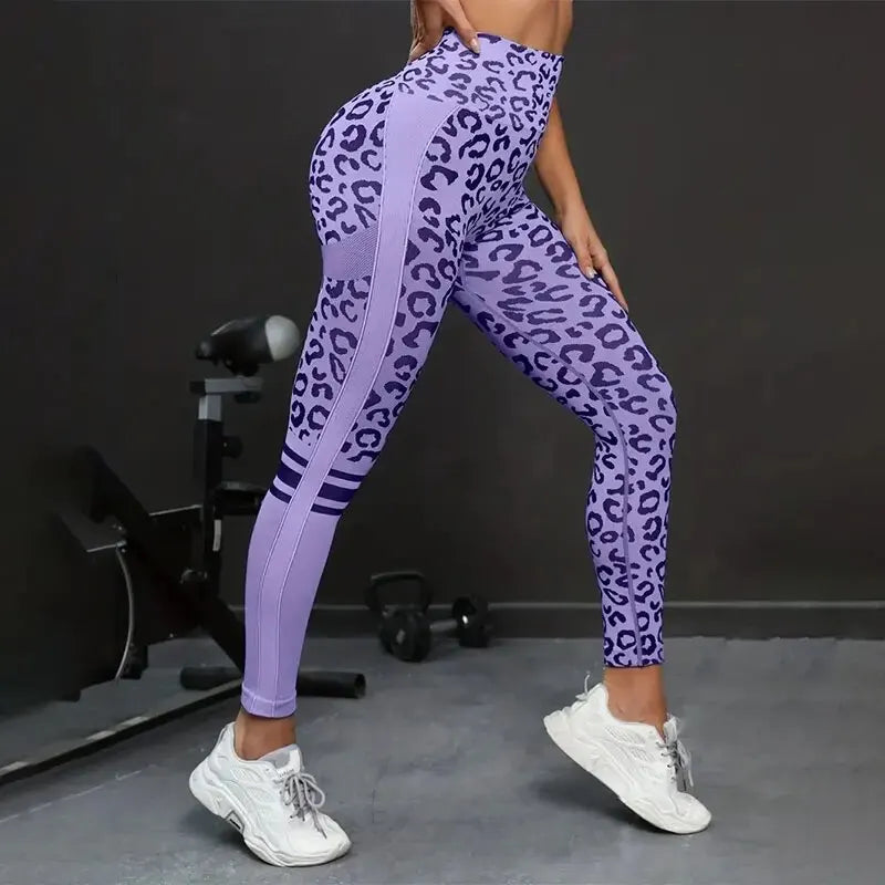 Yoga 9 Minute High Waist Leopard Print Seamless Tights