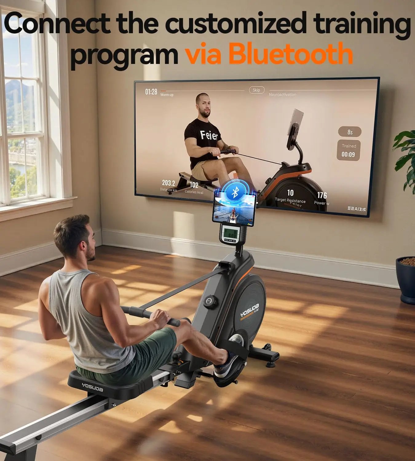 YOSUDA Magnetic Rowing Machine For Home With Bluetooth App Support