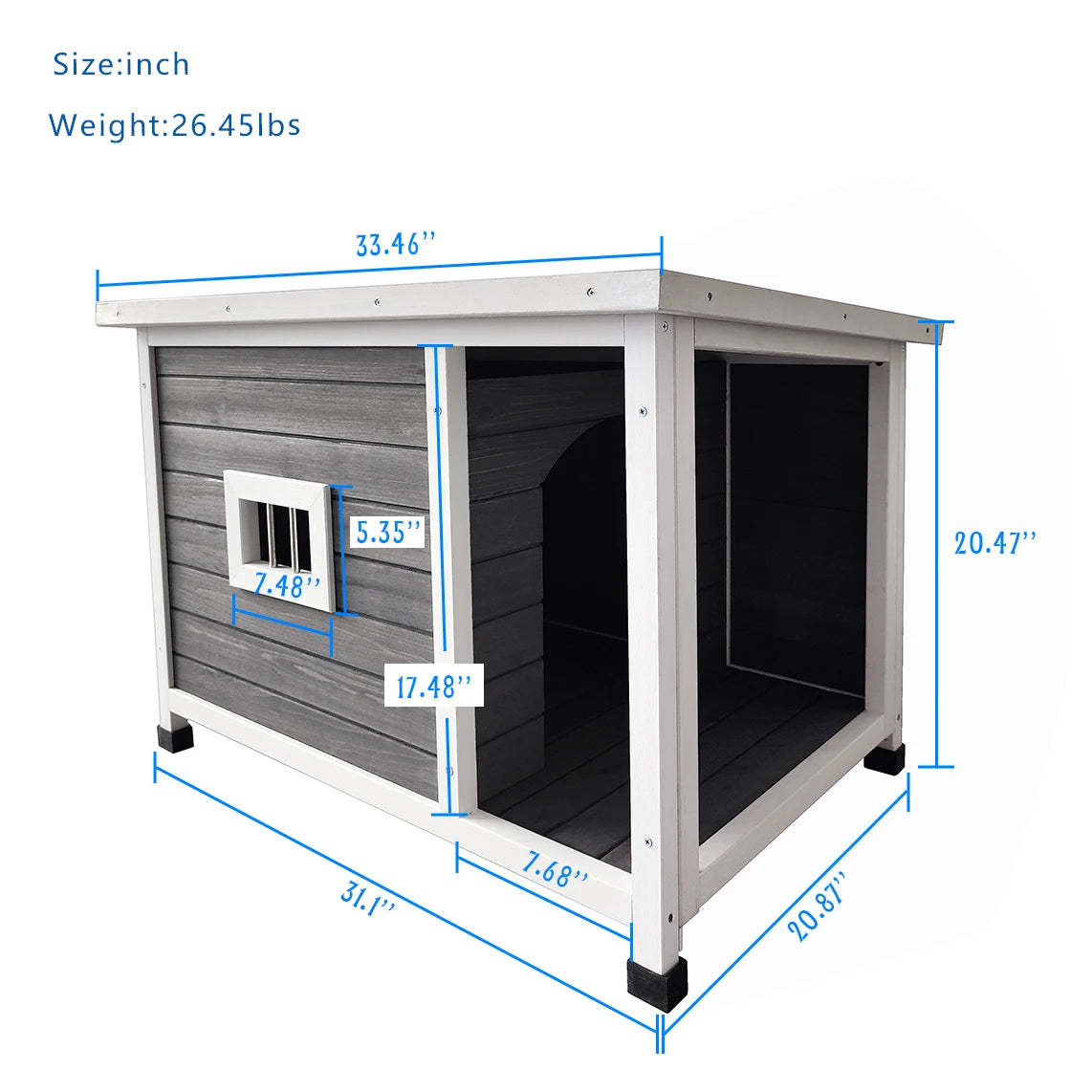 Outdoor Wooden Puppy Kennel With Waterproof Asphalt Roof And Porch