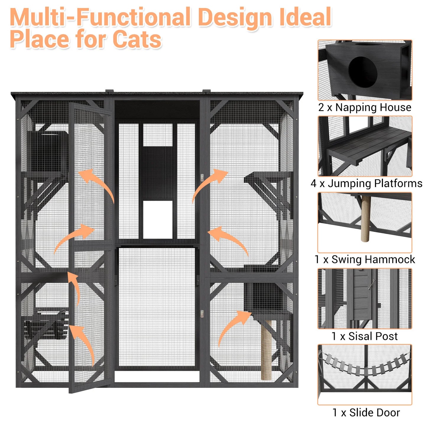 HiMISS Extra Large Outdoor Wooden Catio Walk In Enclosure