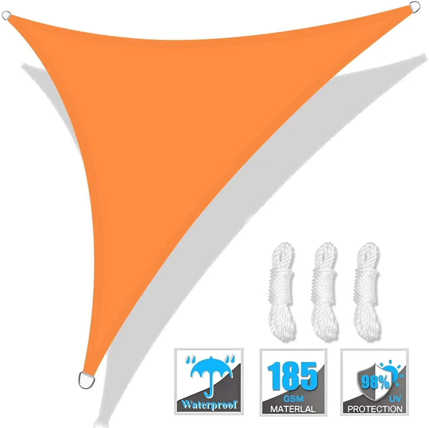 Triangle Sun Shade Sail Canopy UV Block For Outdoor Patio Garden With Free Rope