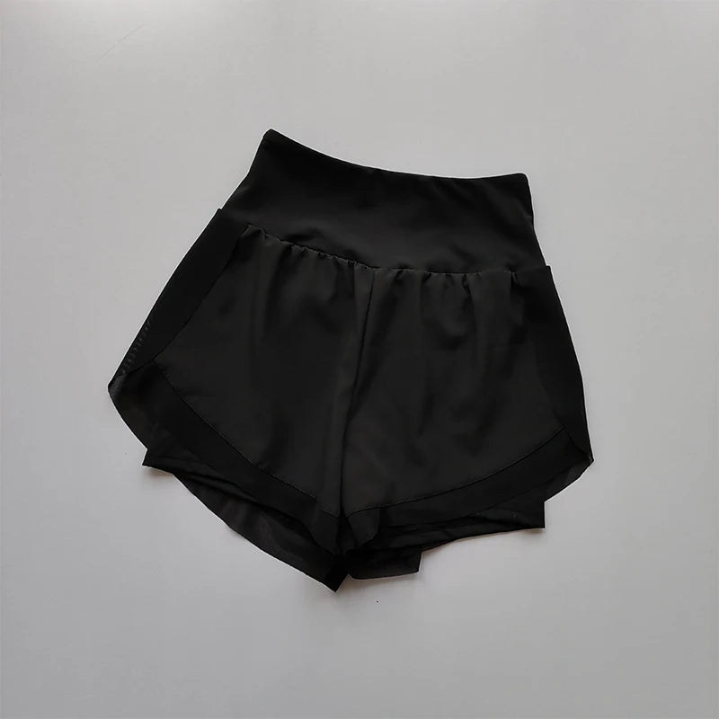 Women's 2-In-1 Mesh Quick-Dry Yoga Shorts High Waist