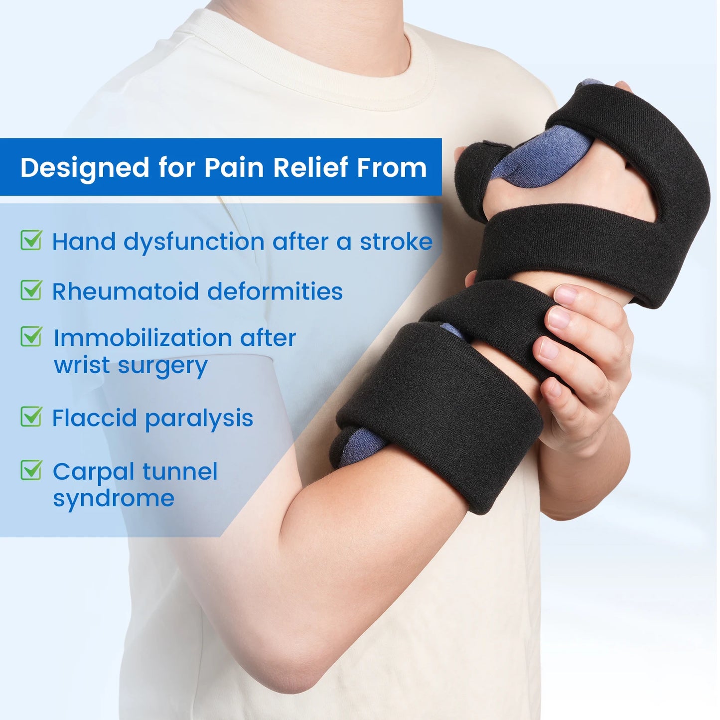 VELPEAU Adjustable Hand Splint for Carpal Tunnel Syndrome and Sprain