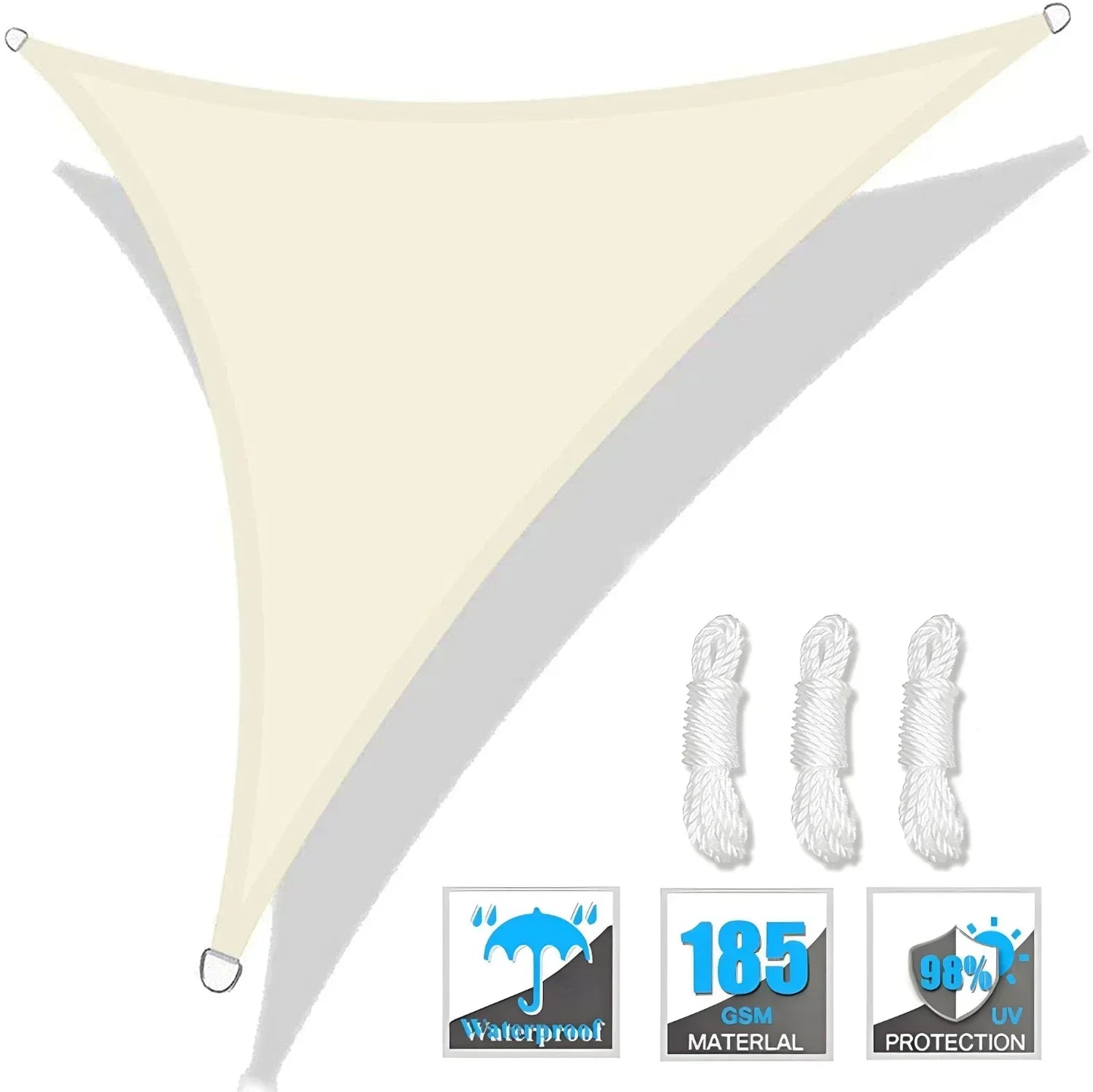 Triangle Sun Shade Sail Canopy UV Block For Outdoor Patio Garden With Free Rope