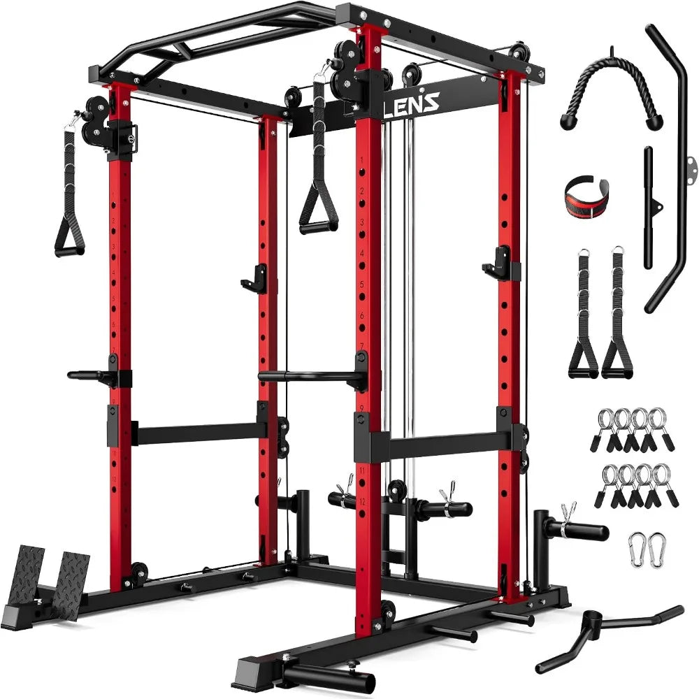 Squat Rack For Home Gym 2000LBS Capacity With Adjustable Pulley