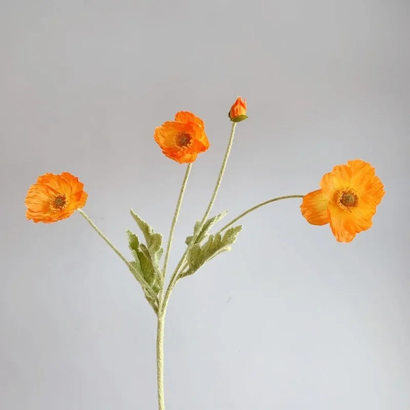 Artificial Poppy Flowers Bouquet Four-Head for Home Decor