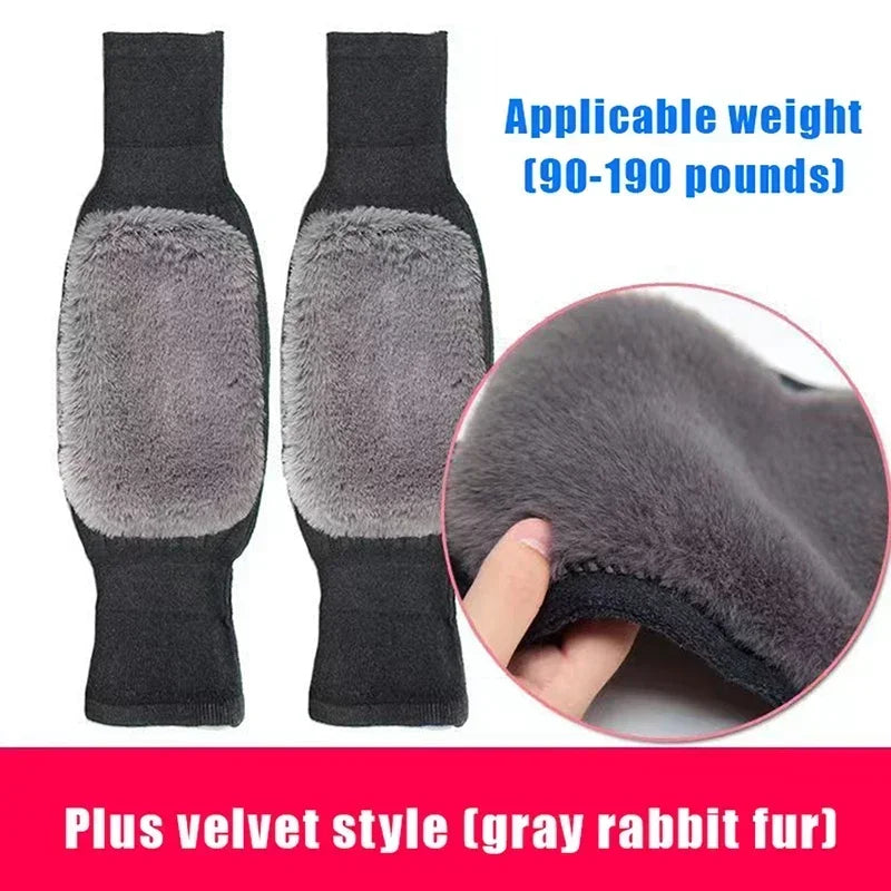 Rabbit Fur Knee Pads for Winter Knee Support