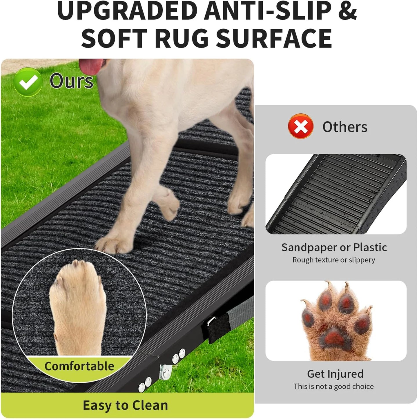 HiMISS Upgraded Foldable Car Ramp For Dogs With Non-Slip Surface