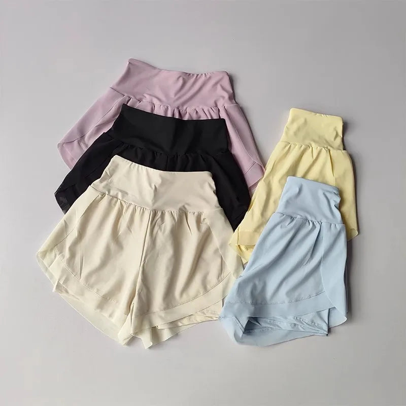 Women's 2-In-1 Mesh Quick-Dry Yoga Shorts High Waist