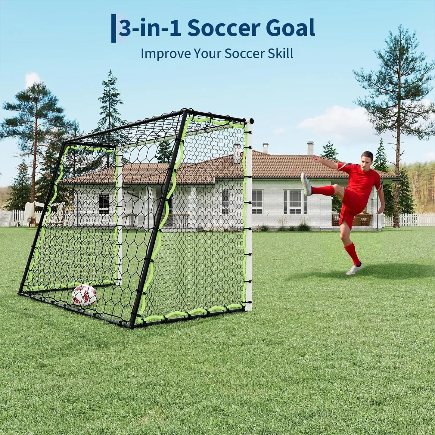 HiMISS 3-In-1 Soccer Goal Training Rebounder Net For Ball Control
