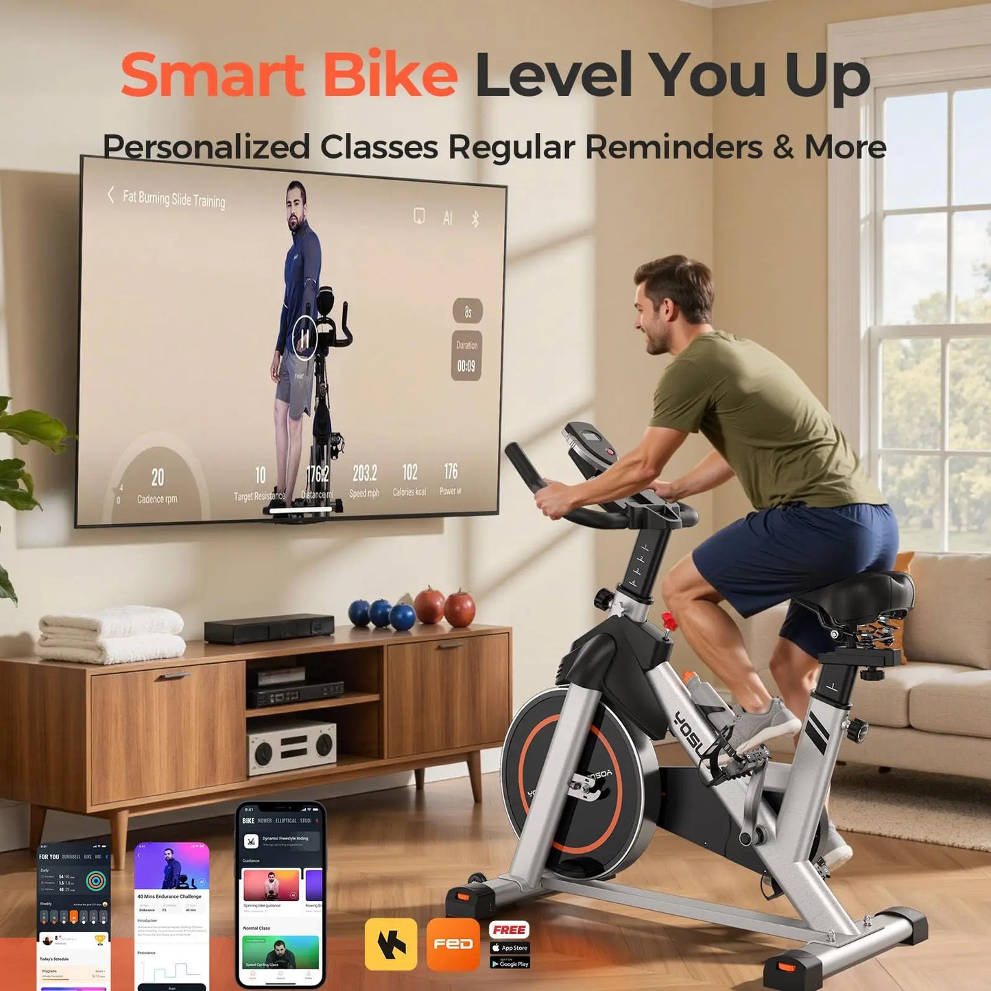 YOSUDA Magnetic Indoor Cycling Bike With App Connectivity And 300 Pound Capacity