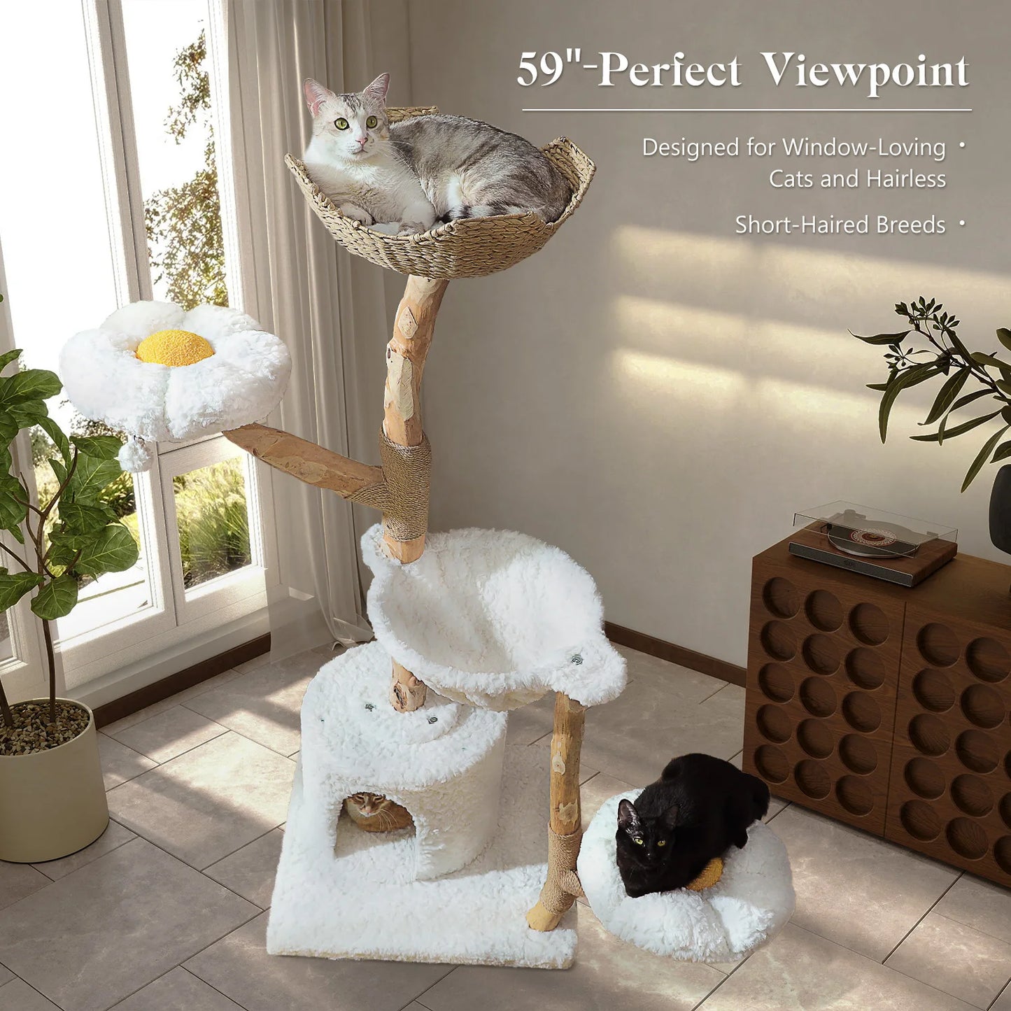 PAWZ Road Cat Tree Tower With Sisal Scratching Post Basket
