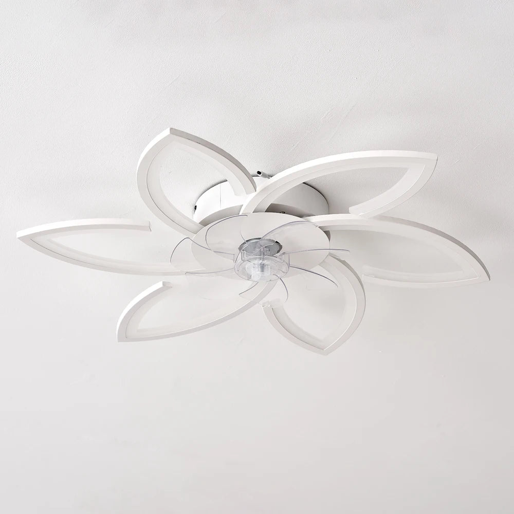 Petal-Shaped Ceiling Fan Light with 6 Wind Speed Settings, Stepless Dimming, Remote Control, and a Reversible Motor for Year-Round Use in Both Winter and Summer. Ideal for Bedrooms, Above Dining Tables, and in Home Offices.