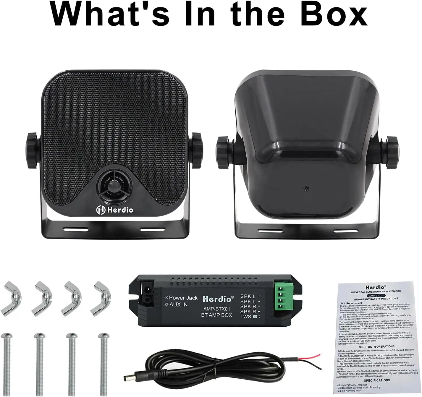 Herdio Bluetooth Marine Speaker 100W Waterproof Surface Mounted