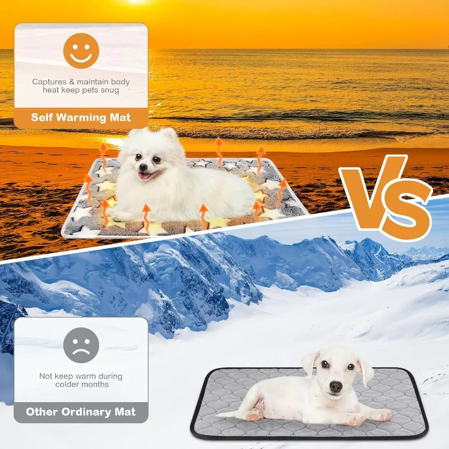 2 Pack Self Warming Thermal Pet Bed Mat Indoor Cats