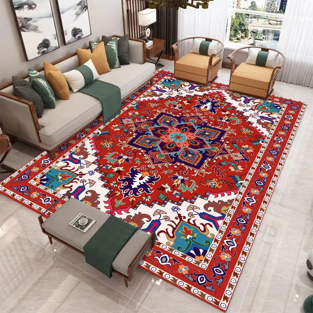 European Retro Geometric Carpet For Living Room Non Slip Washable Rug