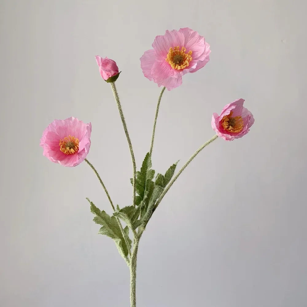 Artificial Poppy Flowers Bouquet Four-Head for Home Decor
