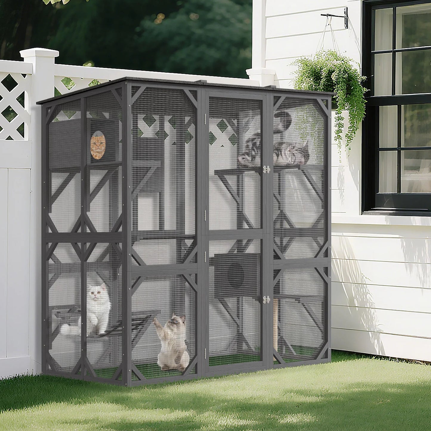 HiMISS Extra Large Outdoor Wooden Catio Walk In Enclosure