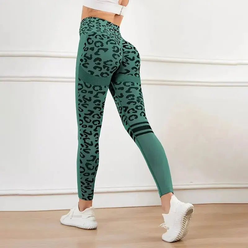 Yoga 9 Minute High Waist Leopard Print Seamless Tights