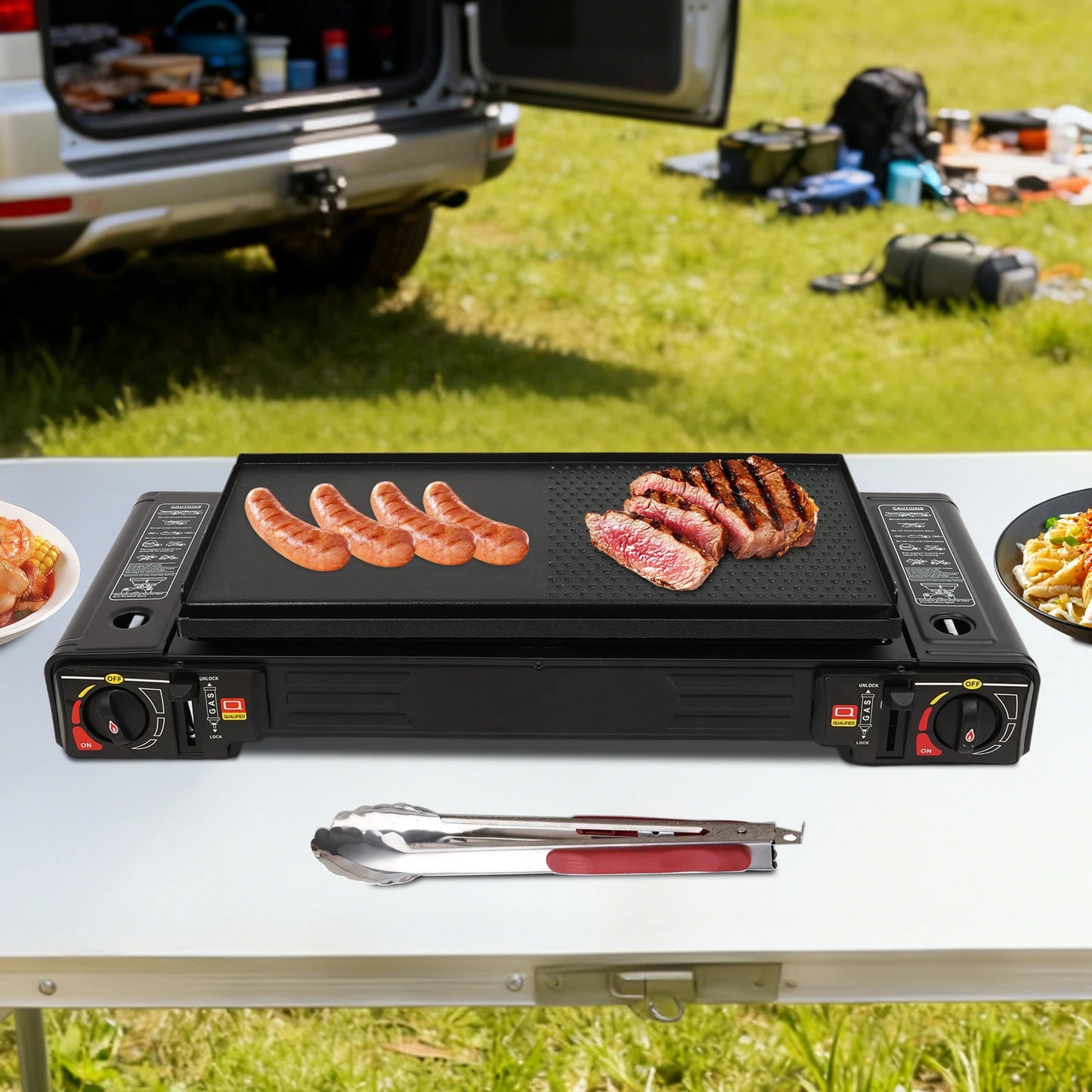 NONE 2-Burner Portable Camping Stove Kit With Baking Pan