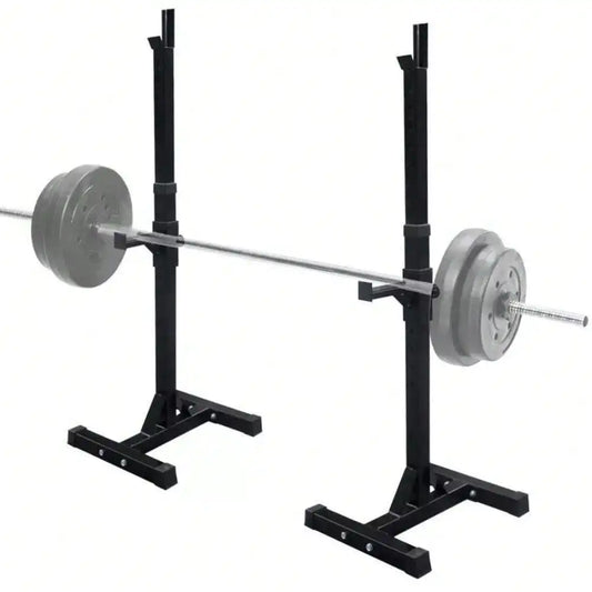 Adjustable Squat Stands For Barbell Steel Rack Pair