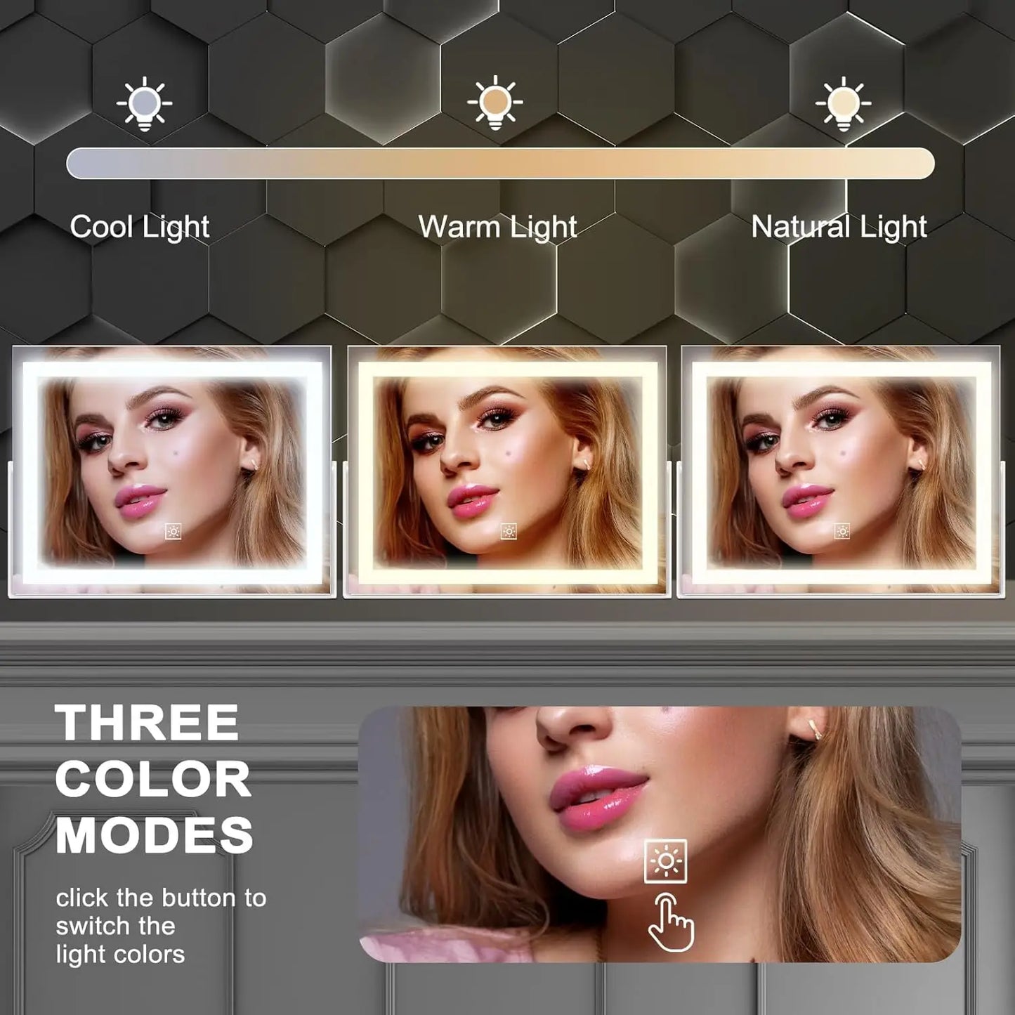 LED Vanity Mirror With Lights 3 Color Dimmable Touch Control