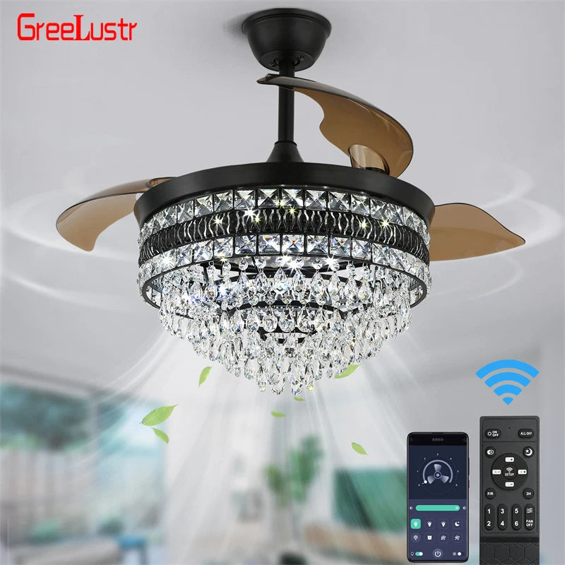 GreeLustr Modern Intelligent Ceiling Fan Light With App Remote