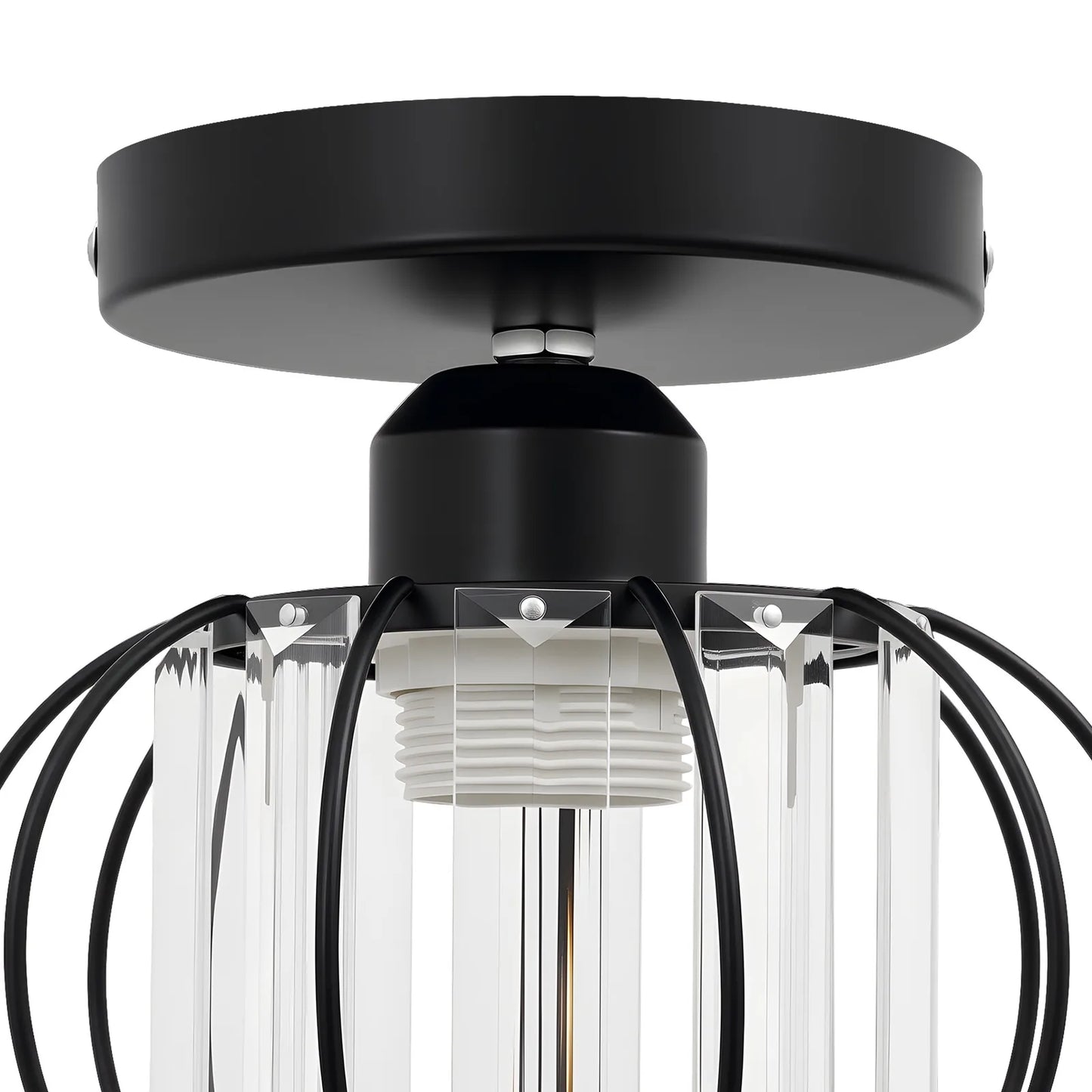 Modern Semi Flush Mount Ceiling Light Fixture, Small Crystal Chandelier Indoor Lighting for Bathroom Hallway Cafe Bar Porch Hall