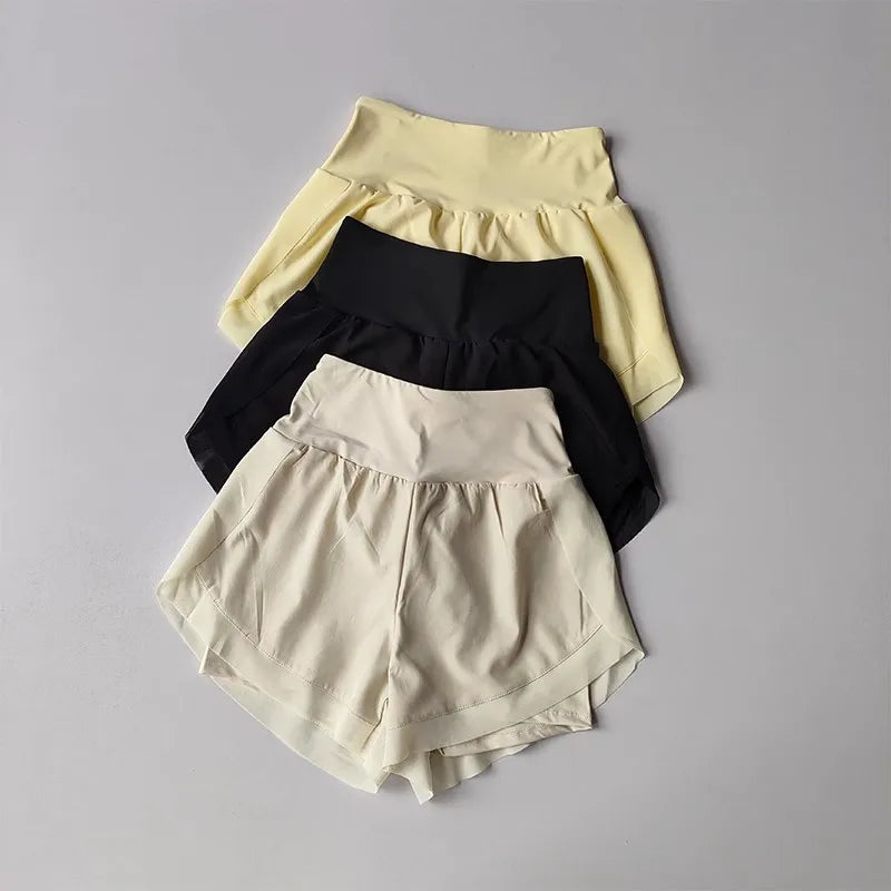 Women's 2-In-1 Mesh Quick-Dry Yoga Shorts High Waist