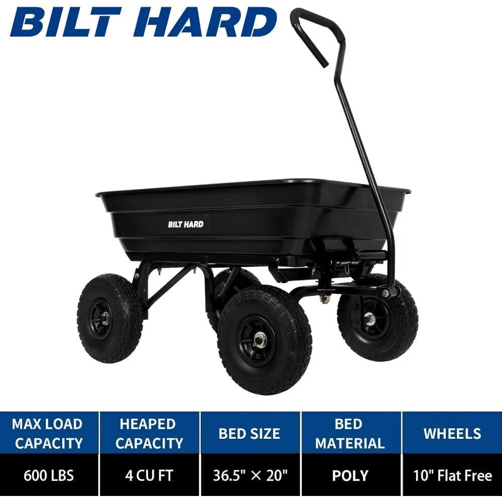 BILT HARD Yard Dump Cart With Rotating Handle