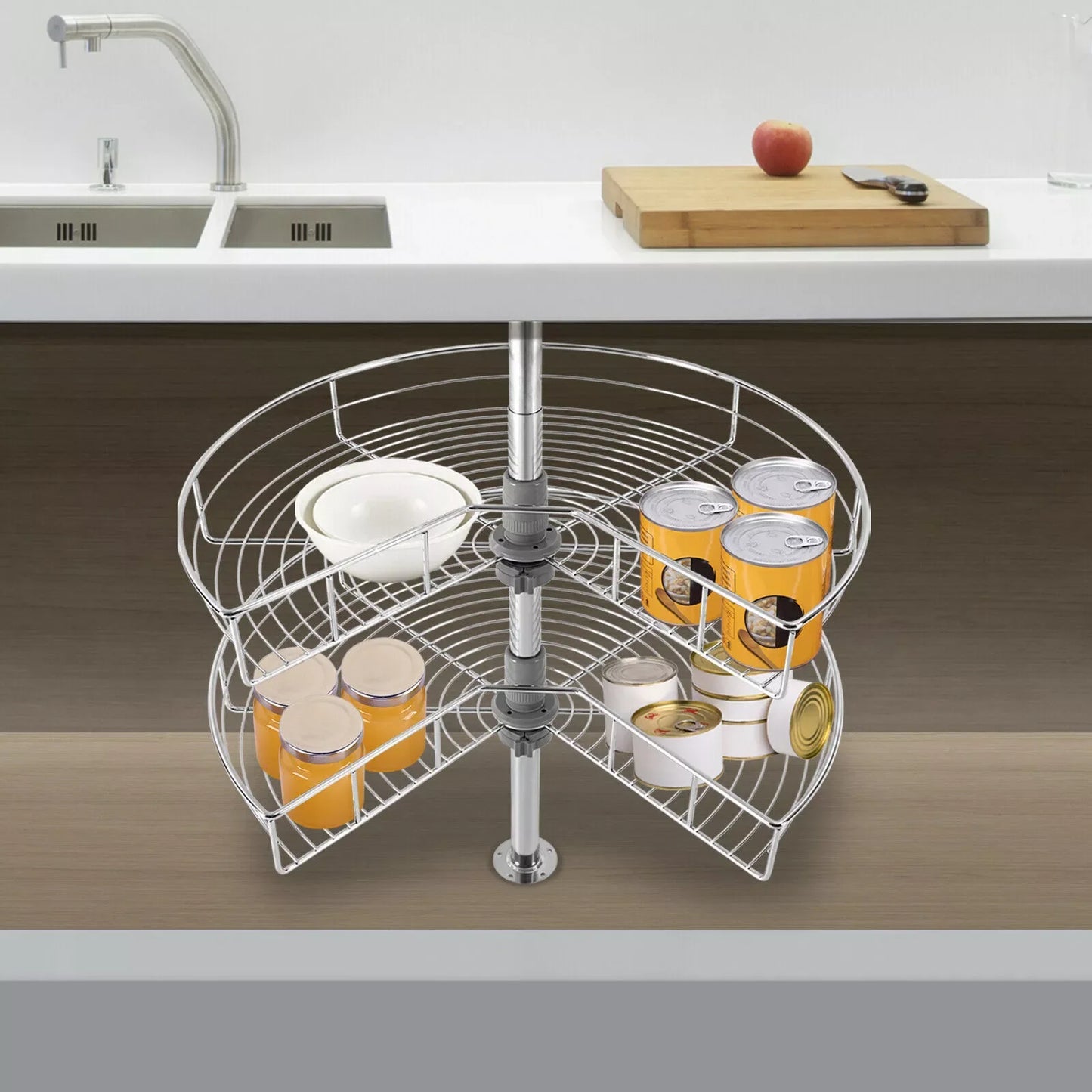 Chrome Lazy Susan Cabinet Corner Organizer Kitchen Storage