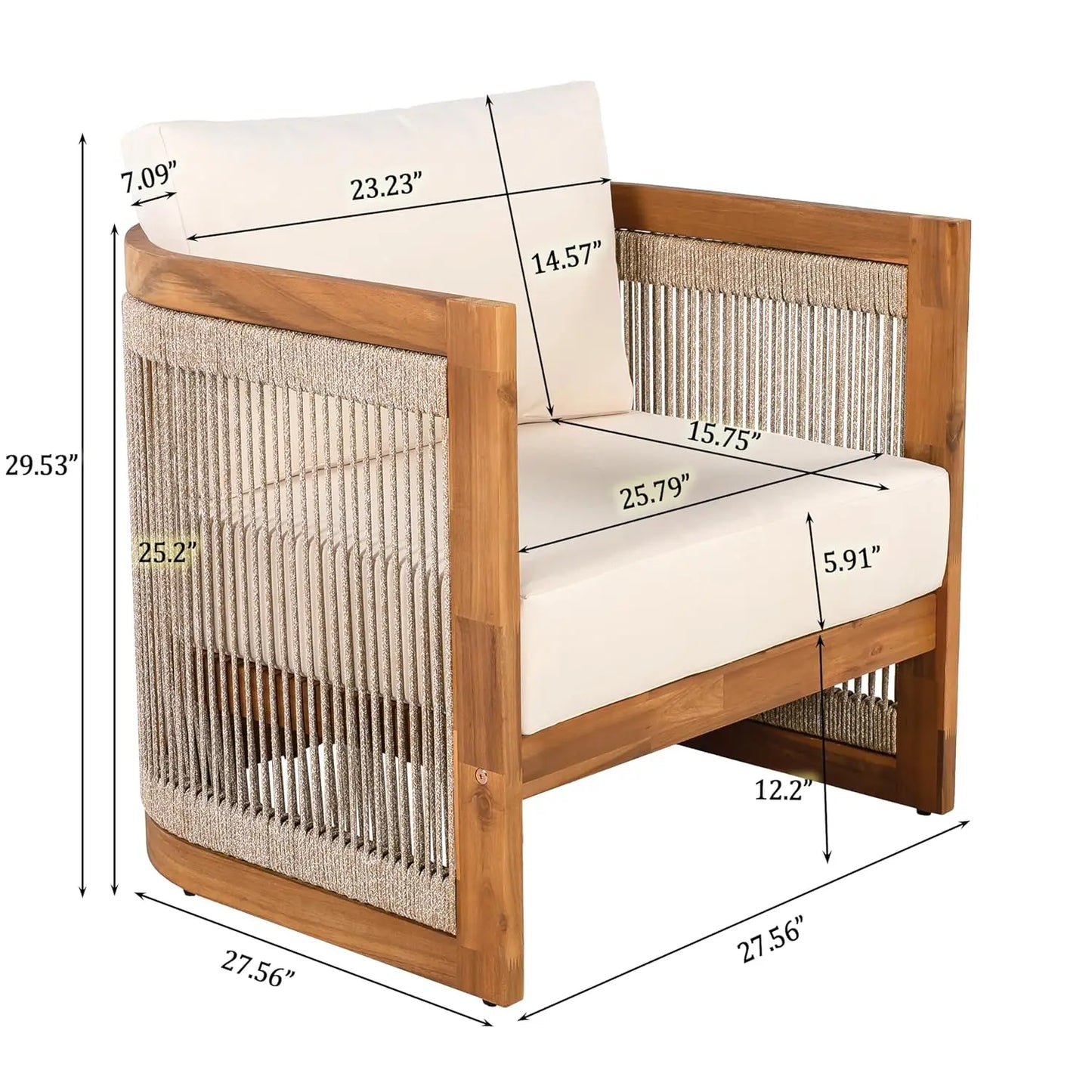 Acacia Wood 4-Piece Patio Conversation Set All Weather