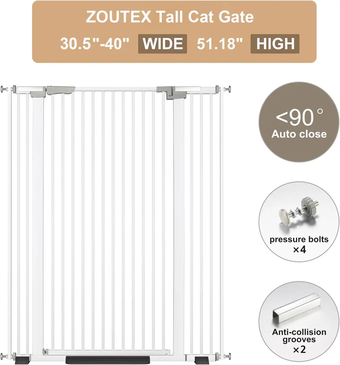 Pet Gate Adjustable Auto Close With Extension Kits