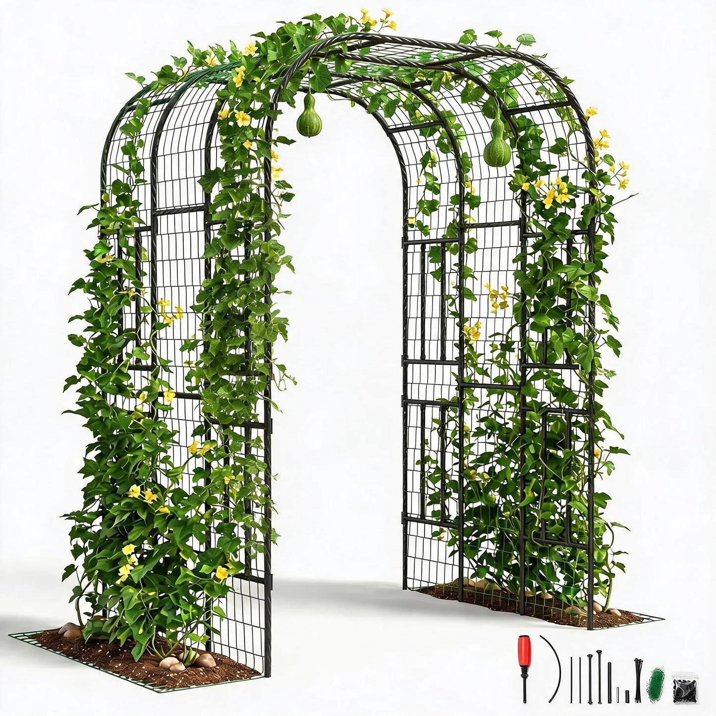 DishyKooker Garden Arch Trellis PE-Coated Steel Plant Arbor