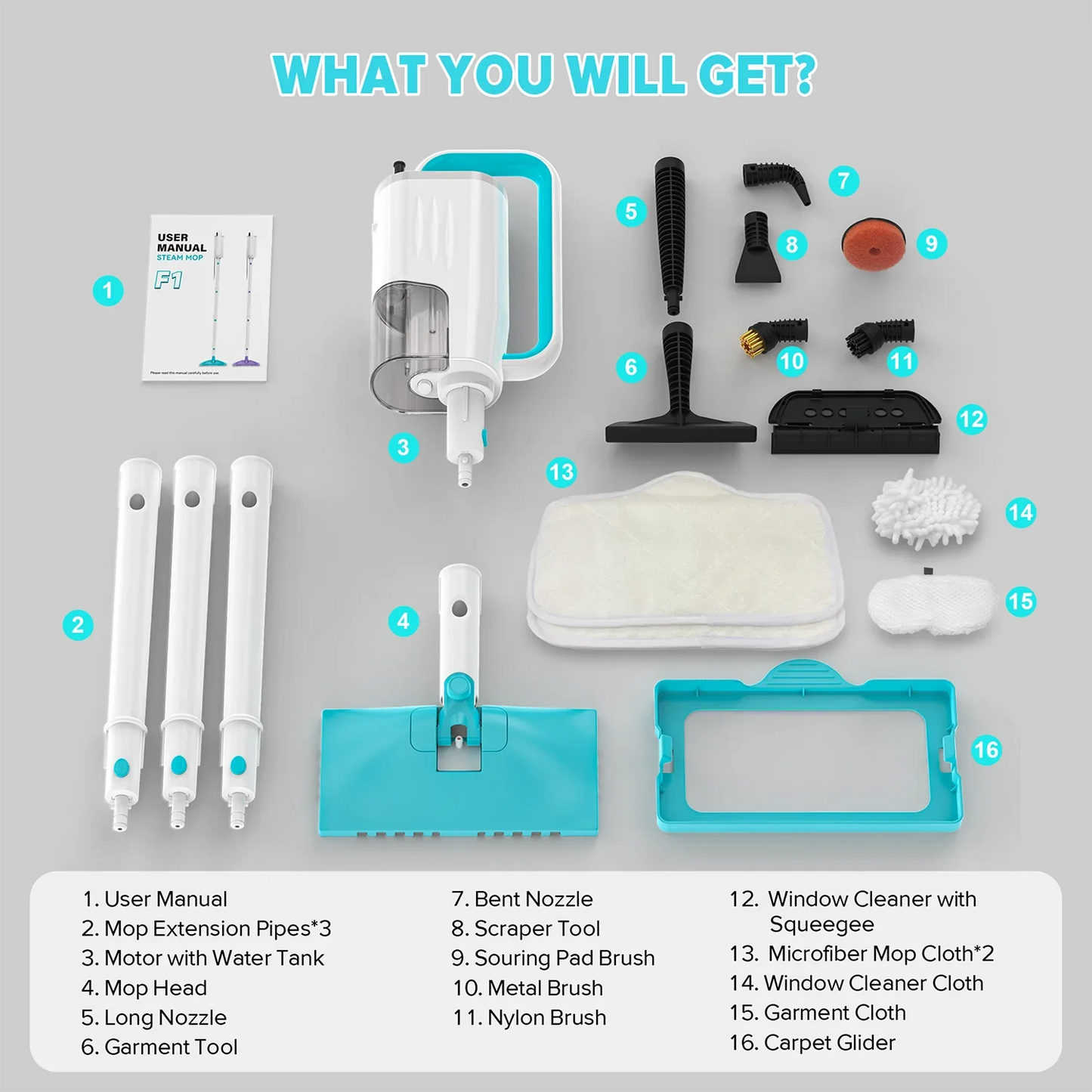 INSE 1200W Steam Mop Powerful Scrubbing Vacuum Floor Cleaner