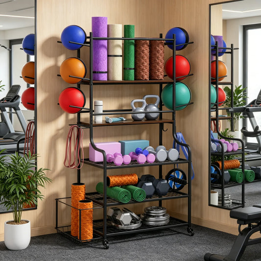 Yoga Mat Storage Rack On Wheels For Home Gym Organization
