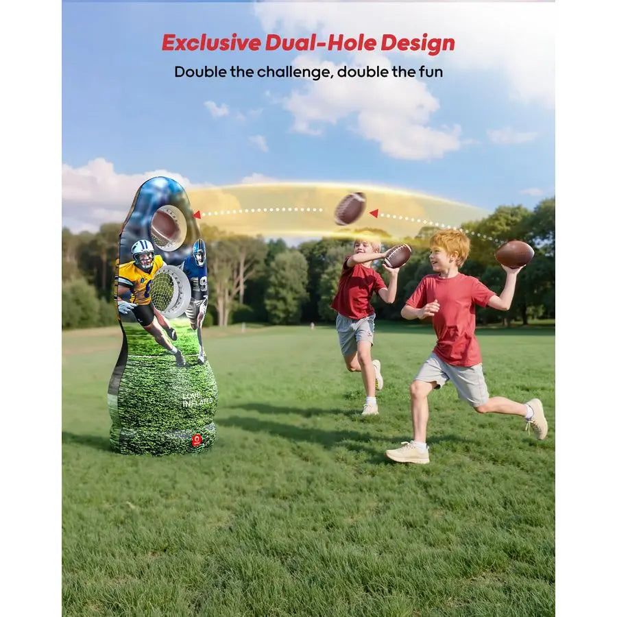 DualHole Inflatable Football Target Backyard Toss Game With 4 Balls