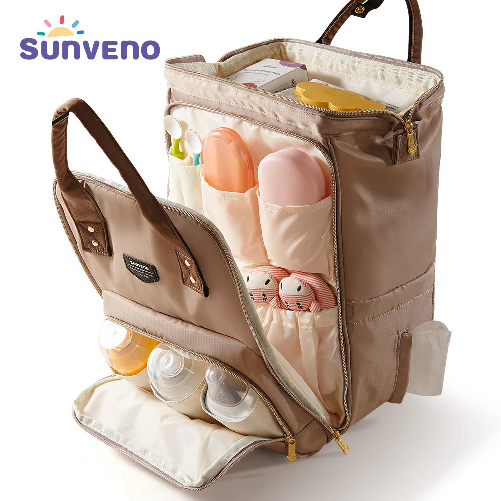 Sunveno Diaper Backpack Waterproof Travel Baby Bag with Multiple Compartments