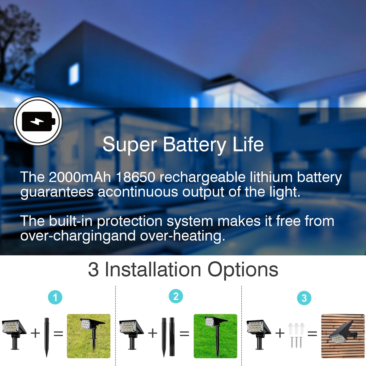 T-SUNRISE Solar LED Outdoor Light IP65 Waterproof Garden Wall